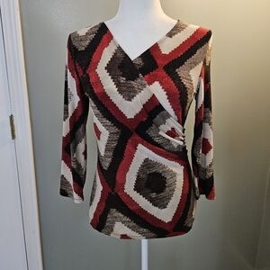Lauren Ralph Lauren Geometric Pattern Women's Size Small Long Sleeve Top
